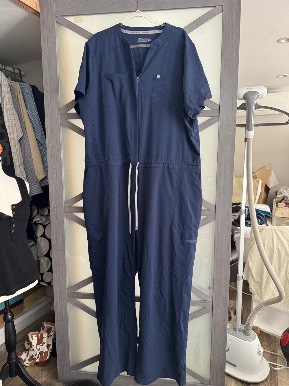 Fabletics Scrubs 4X Navy Blue Utility Cargo Scrub Jumpsuit One Piece